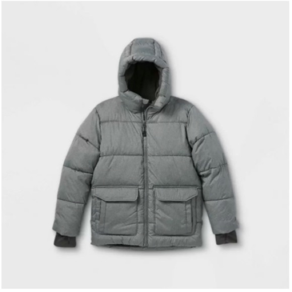 New! All In Motion Boys Gray Short Puffer Jacket Medium - Picture 1 of 6